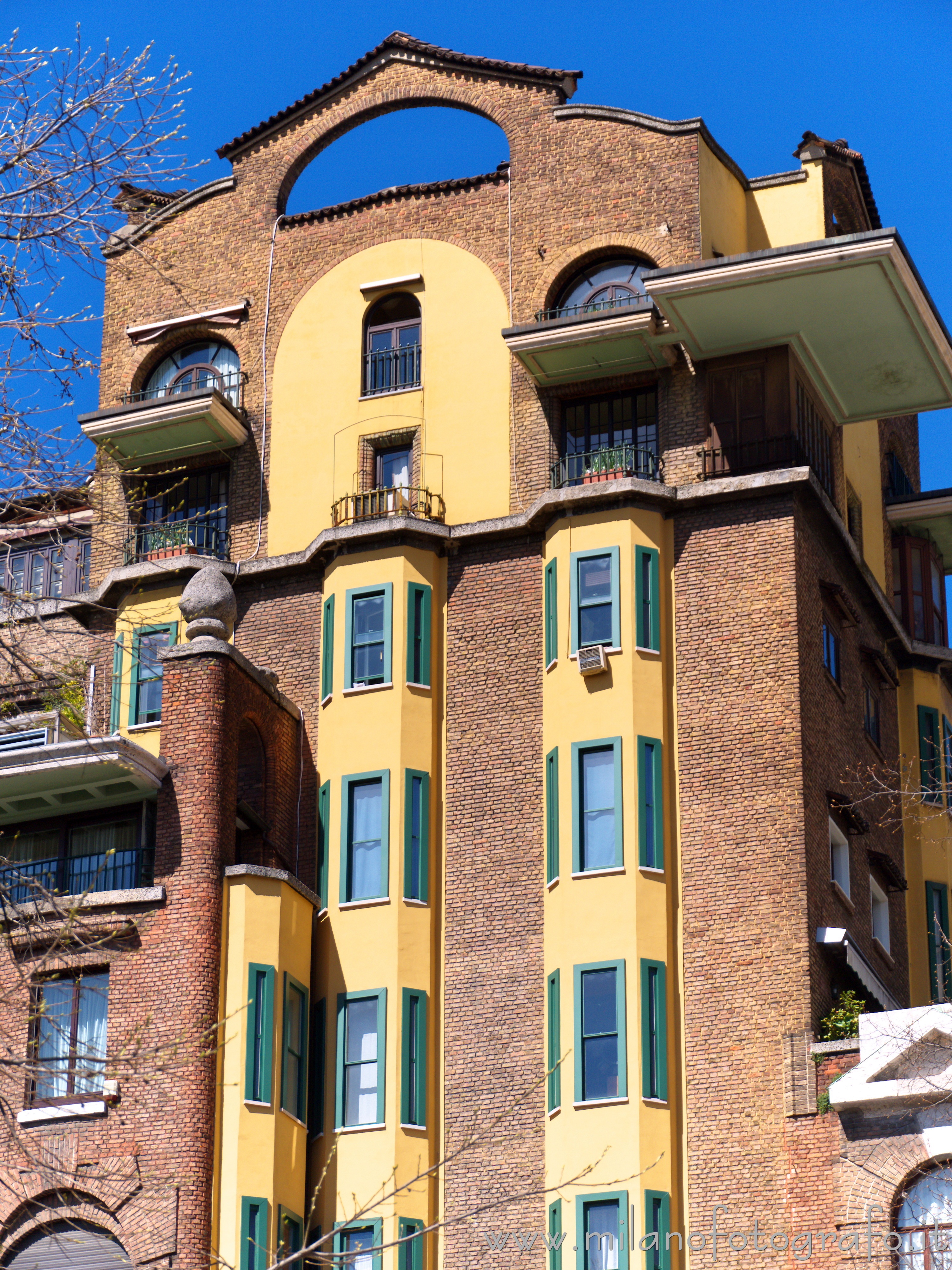 Milan (Italy) - Upper part of Fidia Palace in the Quadrilateral of Silence